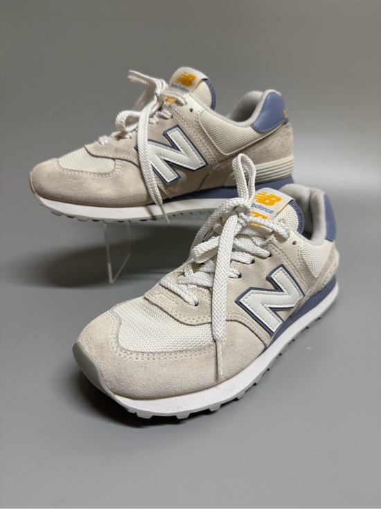 New Balance Shoes - New Balance CALIA X 574 Womens 7 Cream Blue Sneakers Suede Encap